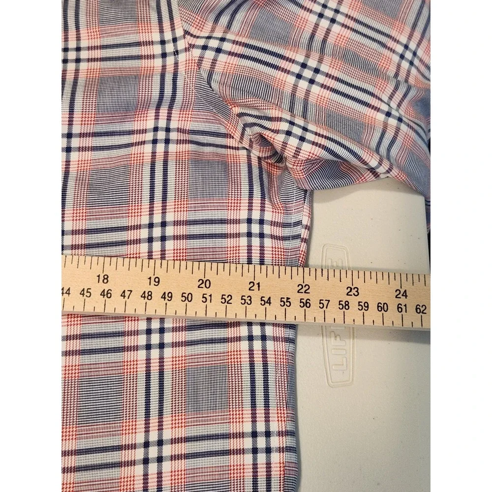 Banana Republic Non-Iron Tailored Slim Fit Plaid Button Down Shirt Blue Red L